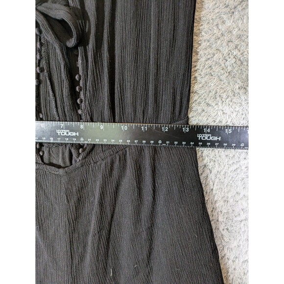 Open Front Black Gauzy Lined Romper Shorts Size Large Forever 21 - Picture 7 of 8